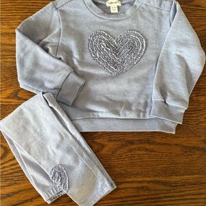 Periwinkle Heart Embroidered Sweatshirt and Pants Set